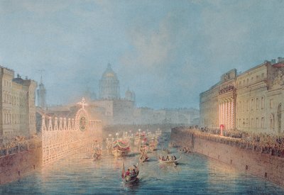 Illumination at the Moyka in St. Petersburg, 1856 by Vasili Semenovich Sadovnikov